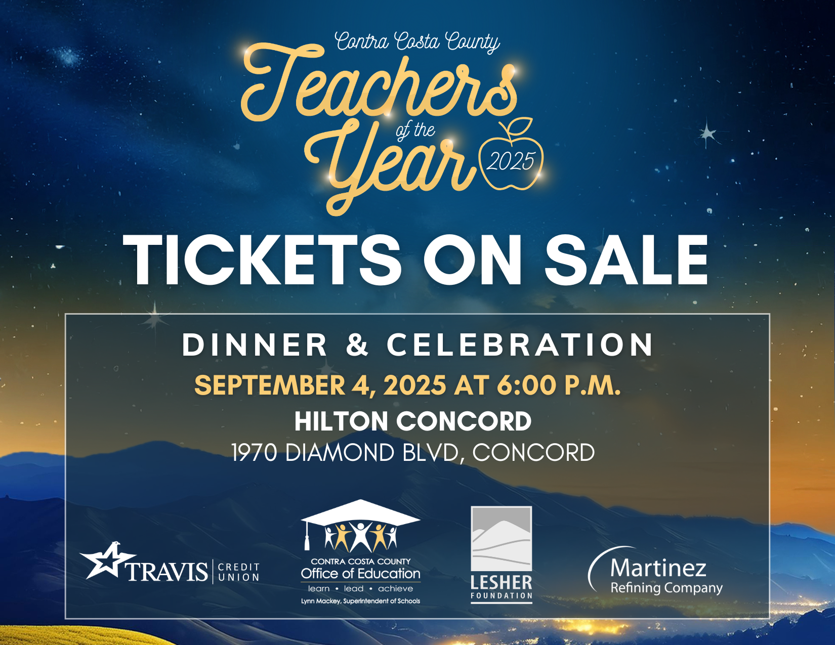 2025-2026 Teachers of the Year Dinner Tickets on Sale