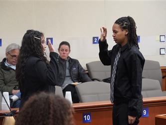 students taking oath