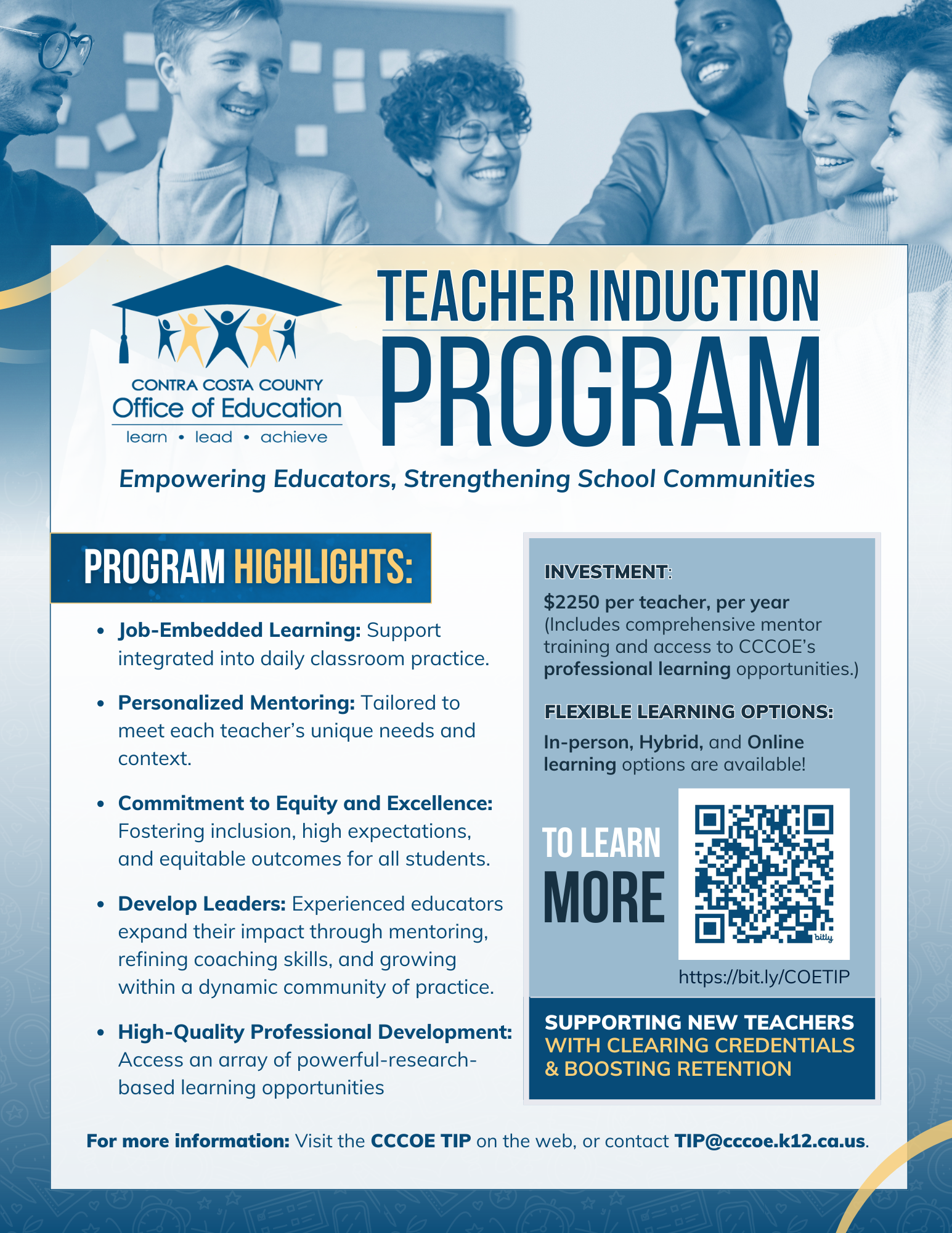 CCCOE TIP Flyer about Program Highlights and Options