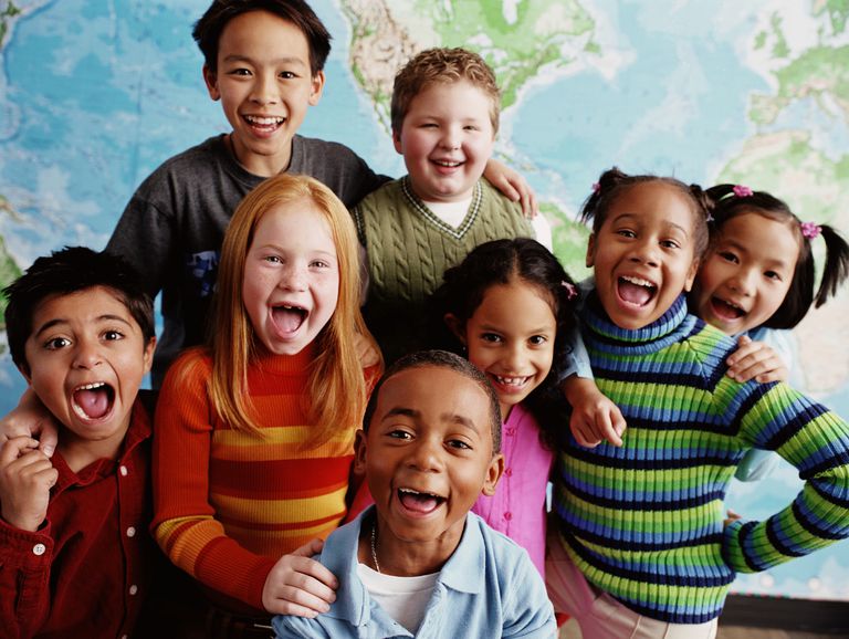 Young students smiling group photo